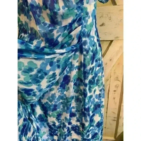 DKNY Women’s Printed Floral Chiffon Boat Neck Sheath Wrap Dress Size 10 - Picture 9 of 14